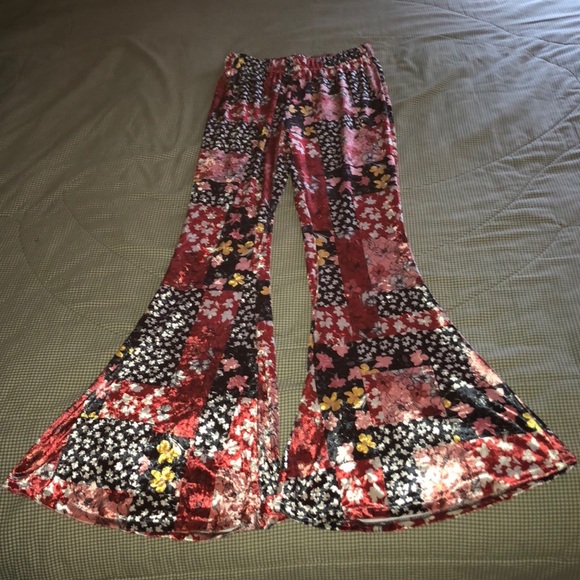 free the roses Pants - Velvet Psychadelic Bell Bottoms